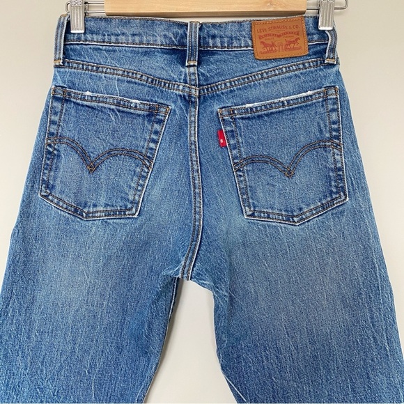 Levis Wedgie Straight Jeans in Lasting Impression Raw Hem Sz 25 - Picture 6 of 14